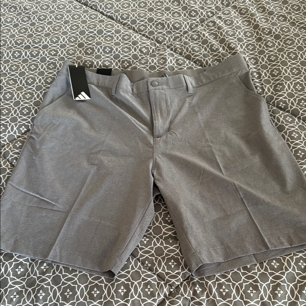 Adidas Men's Flat Front Gray Shorts